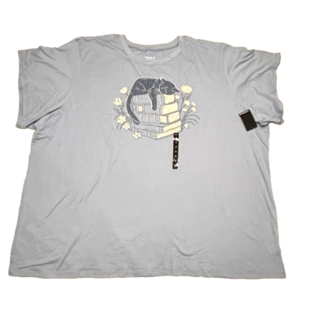 TORRID Womens T-Shirt Size 5 5X 28 Cat‎ Books Blue Librarian 100% Cotton NWT
